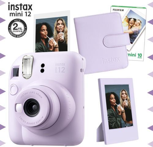 mini 12 Lila Fotoğraf Makinesi-10'lu Film-Çerçeve ve Kare Albüm Seti