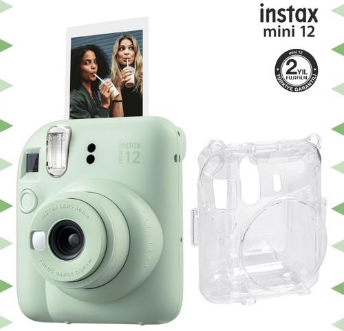 mini 12 Yeşil Fotoğraf Makinesi ve Şeffaf Kılıf Seti