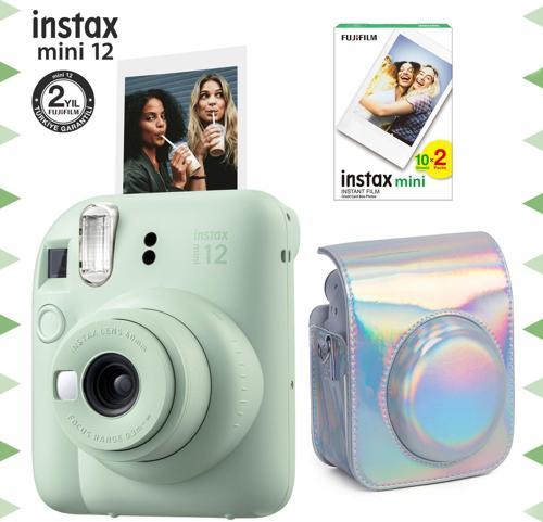 mini 12 Yeşil Fotoğraf Makinesi-20'li Film ve Parlak Kılıf Seti