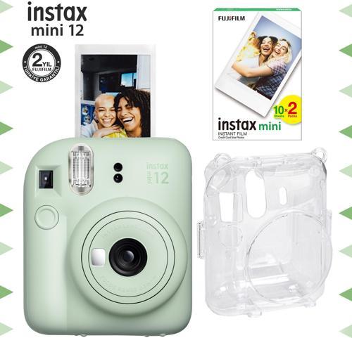 mini 12 Yeşil Fotoğraf Makinesi-20'li Film ve Şeffaf Kılıf Seti