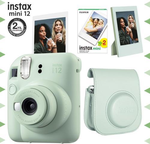 mini 12 Yeşil Fotoğraf Makinesi-20'li Film-Çerçeve ve Deri Kılıf Seti