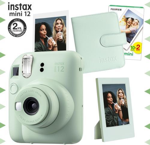 mini 12 Yeşil Fotoğraf Makinesi-20'li Film-Çerçeve ve Kare Albüm Seti