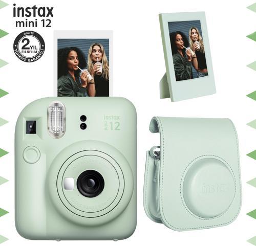 mini 12 Yeşil Fotoğraf Makinesi-Çerçeve ve Deri Kılıf Seti