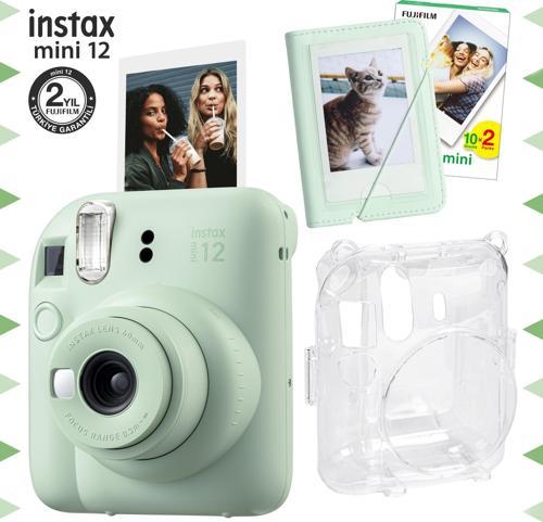 mini 12 Yeşil Fotoğraf Makinesi-20'li Film-Mini Albüm ve Şeffaf Kılıf Seti