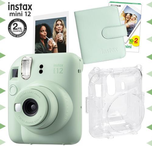 mini 12 Yeşil Fotoğraf Makinesi-20'lu Film-Kare Albüm ve Şeffaf Kılıf Seti