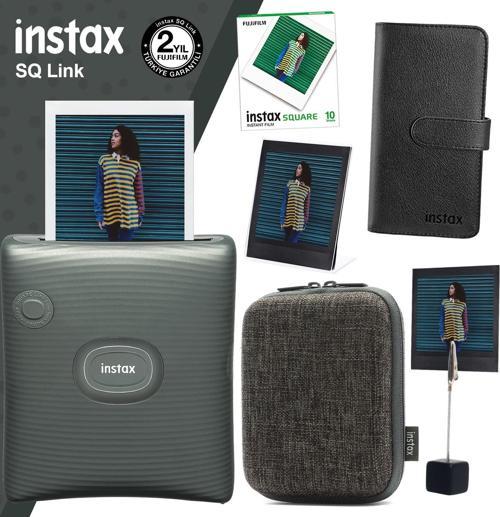 SQ Link Yeşil Yazıcı 10lu Square Film Kılıf Albüm Pleksi Çerçeve ve Kıskaçlı Stand
