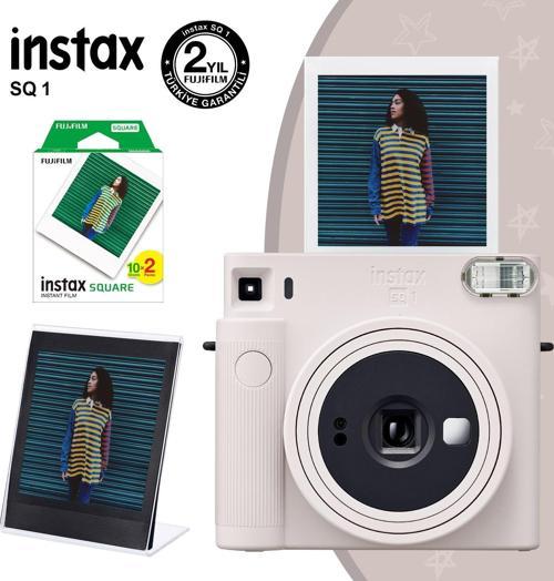 SQ1 Beyaz Fotoğraf Makinesi 20li Kare Film ve Pleksi Çerçeve