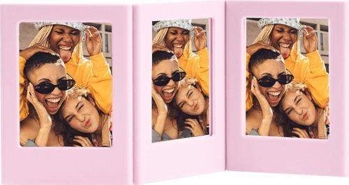 Mini Film Uyumlu Pembe 3'lü Mıknatıslı Fotoğraf Çerçeve Seti