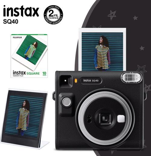 SQ40 Siyah Fotoğraf Makinesi 10lu Kare Film ve Pleksi Çerçeve