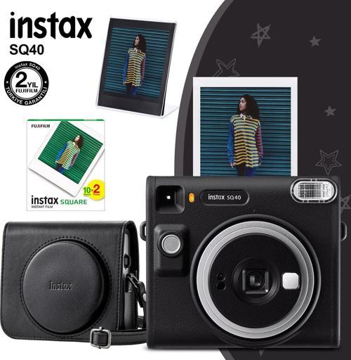 SQ40 Siyah Fotoğraf Makinesi 20li Kare Film Deri Kılıf ve Pleksi Çerçeve