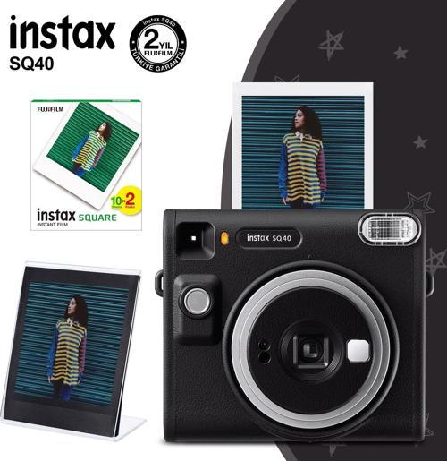 SQ40 Siyah Fotoğraf Makinesi 20li Kare Film ve Pleksi Çerçeve