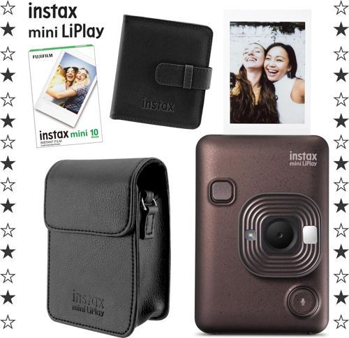 mini LiPlay Hybrid Deep Bronze Fotoğraf Makinesi 10'lu Film Albüm ve Deri Kılıf Hediye Seti