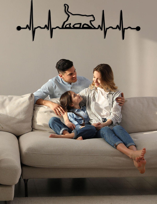 EKG Kedi Metal Duvar Dekoru