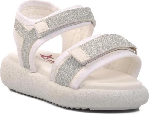 24-402-P Beyaz-Gümüş Ortopedik Taban Kız Çocuk Sandalet