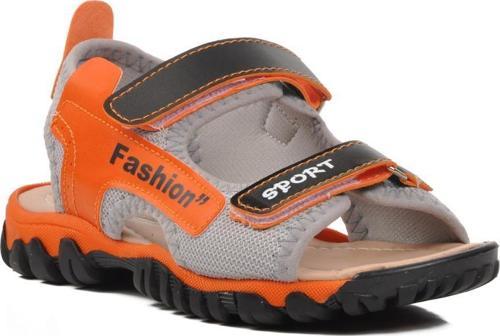 24-410-F Siyah-Turuncu Ortopedik Erkek Çocuk Sandalet