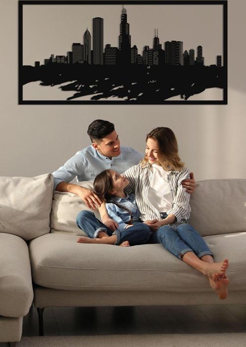 Chicago Manzarası Metal Duvar Dekoru