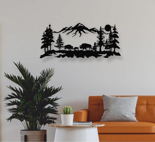 Bizon Ailesi Metal Duvar Dekoru