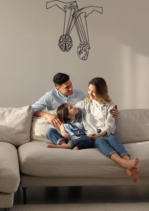 Beyin ve Kalp Metal Duvar Dekoru