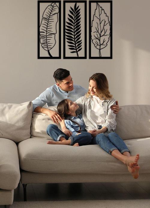 Çerçeveli Yapraklar Metal Duvar Dekoru