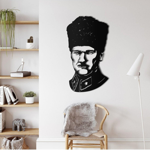 Atatürk Kalpaklı Metal Duvar Dekoru