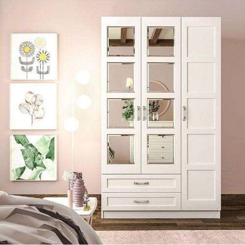 Cemre Country Aynalı 3 kapaklı 2 Çekmeceli Gardırop