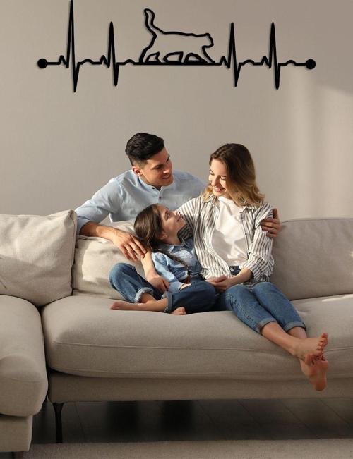 EKG Kedi Metal Duvar Dekoru