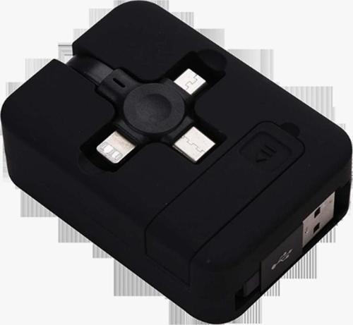 USB Şarj Kablosu Cep Tipi Telefon Tutuculu Makaralı 3 'ü 1 Arada Uzayıp Kısalabilen
