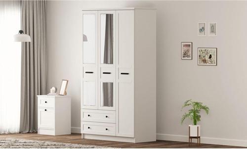 Rumy-S1 Country 3 Kapak 2 Çekmeceli Aynalı Gardırop