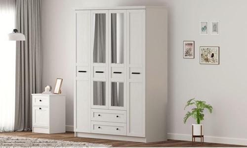 Rumy-S1 Country 4 Kapak 2 Çekmeceli Aynalı Gardırop