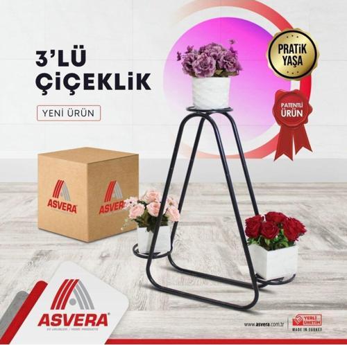 3'lü Metal Portatif Çiçeklikleri - Çiçek Standı