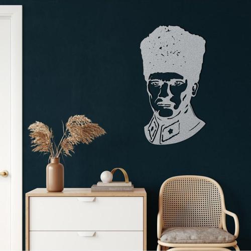 Atatürk Kalpaklı Metal Duvar Dekoru