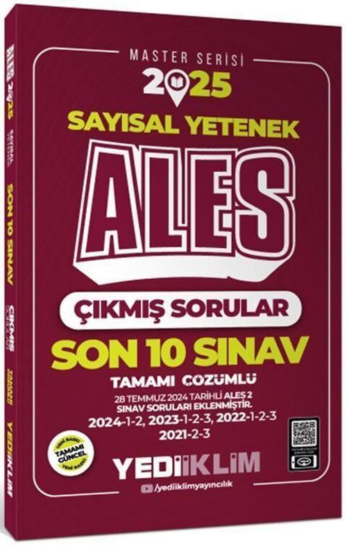 2025 ALES Sayısal Yetenek Son 10 Sınav Tamamı Çözümlü Çıkmış Sorular Yediiklim Yayınları