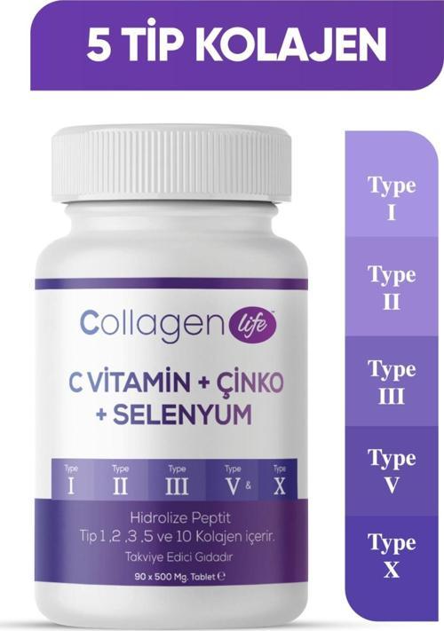 RC Collagen Life Pro C Vitamin Çinko Selenyum 500 mg 90 Tablet