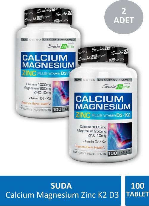 Calcium Magnesium Zinc K2 D3 100 Tablet X 2 Adet