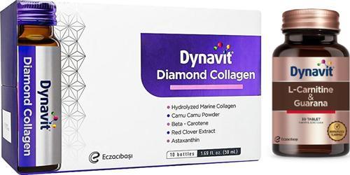 Diamond Collagen 50 ml x 10 Şişe + Dynavit L-Carnitine & Guarana 30 Tablet