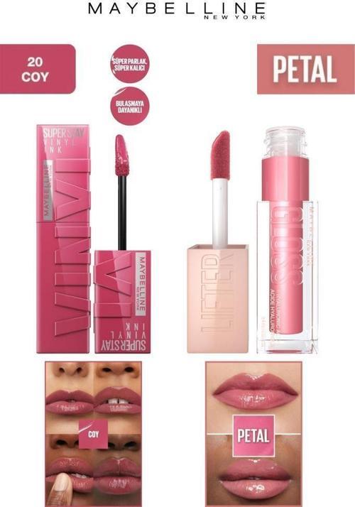 Maybelline Dudak Dolgunlaştırıcı Parlatıcı Kalıcı Işıltılı Dudaklar Nemlendirici Lip Gloss Seti 20 Coy-005 Petal