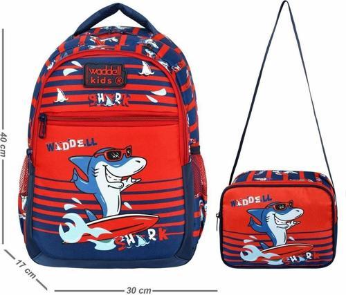 Waddle Okul Çantası Ve Beslenme Çantası Kırmızı Köpek Balığı 24306