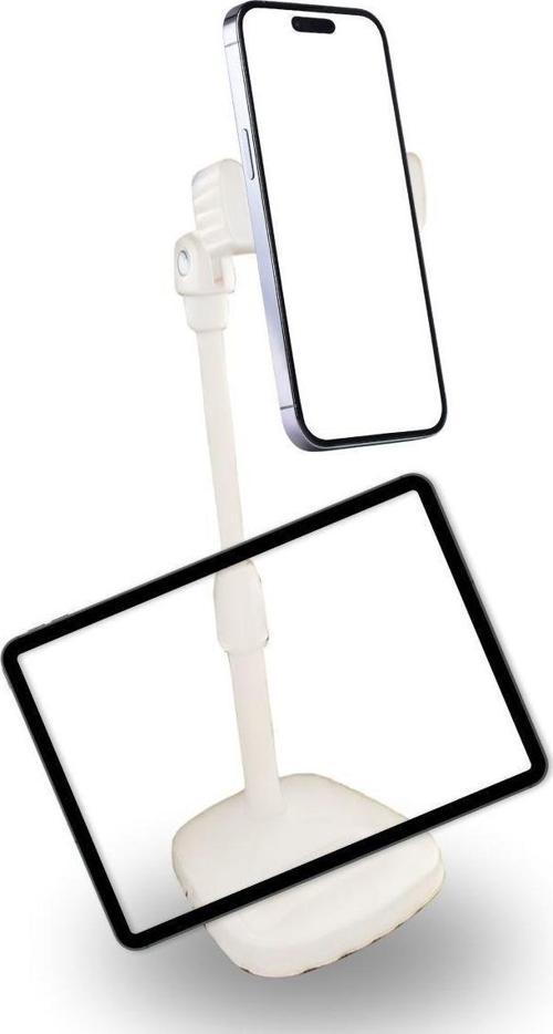 Findit Masa Üstü Tablet ve Telefon Tutucu Plastik Aparat Beyaz Telefon Standı (2818)