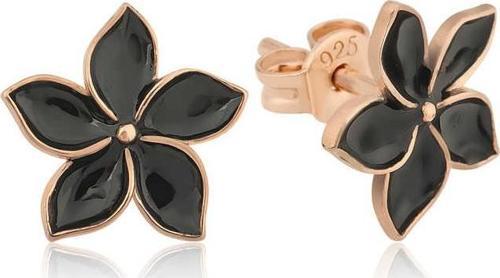 ​Gümüş Siyah Yasemin Çiçeği Çivili Küpe