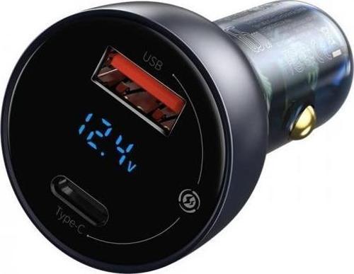 65W Digital Göstergeli Araç İçi Şarj Başlığı, 1x PD Type C ve 1x USB Girişli Akım Korumalı