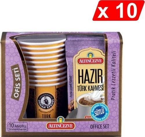 Altın Cezve Hazır Türk Kahvesi Ofis Seti Sütlü 10 x 11 Gr - 10LU PAKET