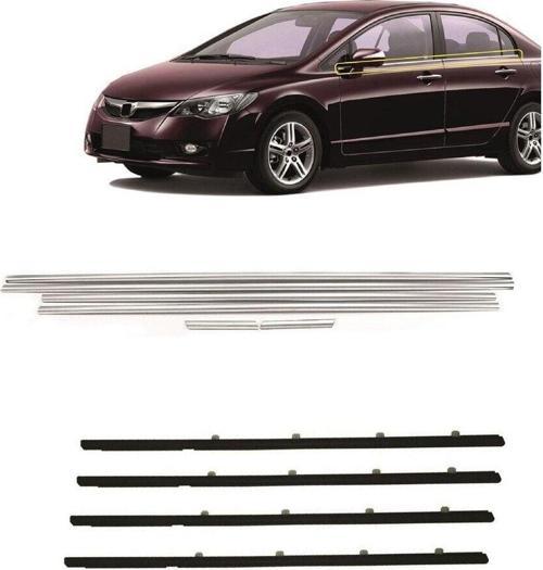 Honda Civic FD6 Sıyırıcı Fitil Lastik+Krom Set 4 Kapı 2006-2012