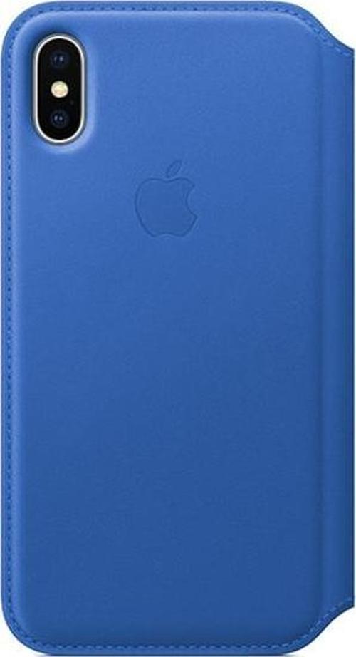 iPhone X Mavi Deri Folyo Kılıf MRGE2ZM/A
