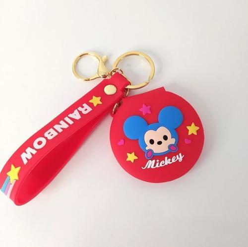 Anahtarlık Silikon Mickey Mouse Ayna Anahtarlık Çanta Süsü Karakter Figür Oyuncak 
