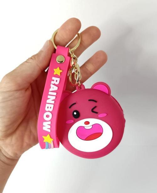 Anahtarlık Cüzdan Silikon Bozuk Para Cüzdanı Lotso Pooh Ayı Çanta Araba Süsü Oyuncak 