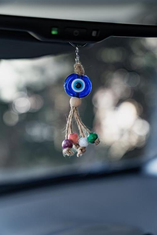 Anahtarlık Kötü Göz Kovucu Nazar Hand Made Hasır Renkli Ahşap Boncuklu Nazarlık Çanta Araba Süsü 