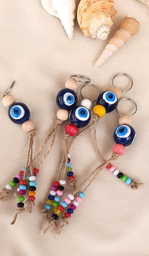 Nazar Boncuk Anahtarlık 10 Adet Kötü Göz Kovucu Hand Made Nazarlı Araba Süsü