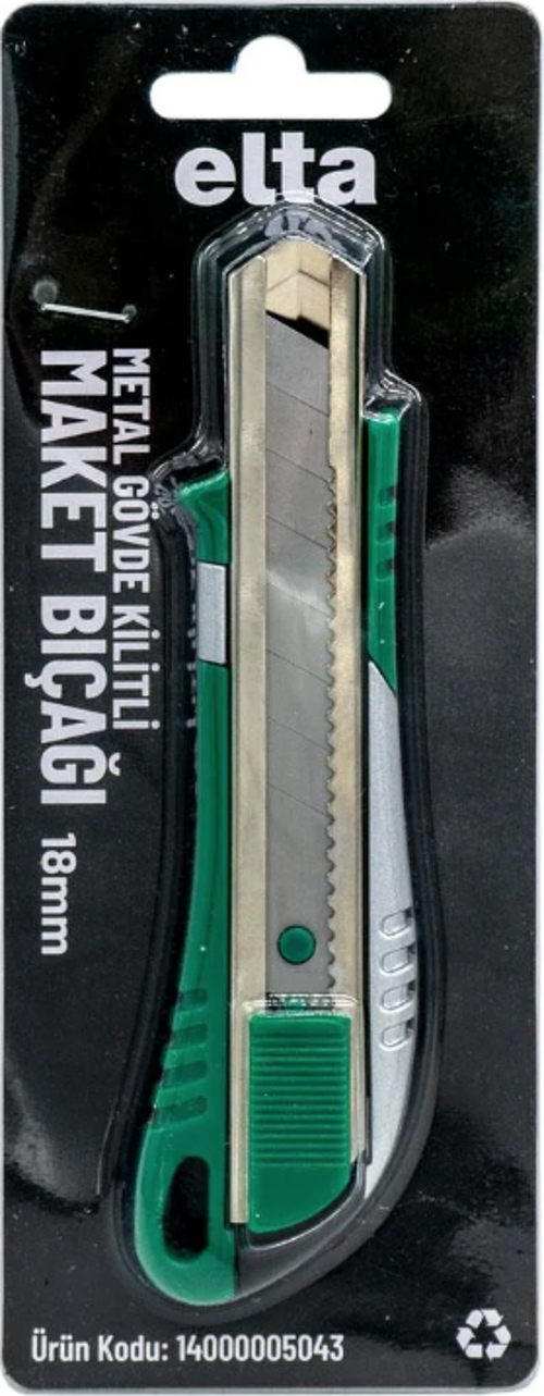 Metal Gövde Kilitli Geniş Maket Bıçağı 18 Mm