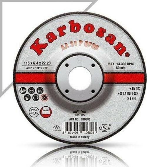 180X6.4X22.23 Inox Paslanmaz Çelik Taşlama Diski 910700 (Aa 24 P Bf80)