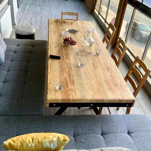  Doğal Ahşap Yemek Masası-80-120